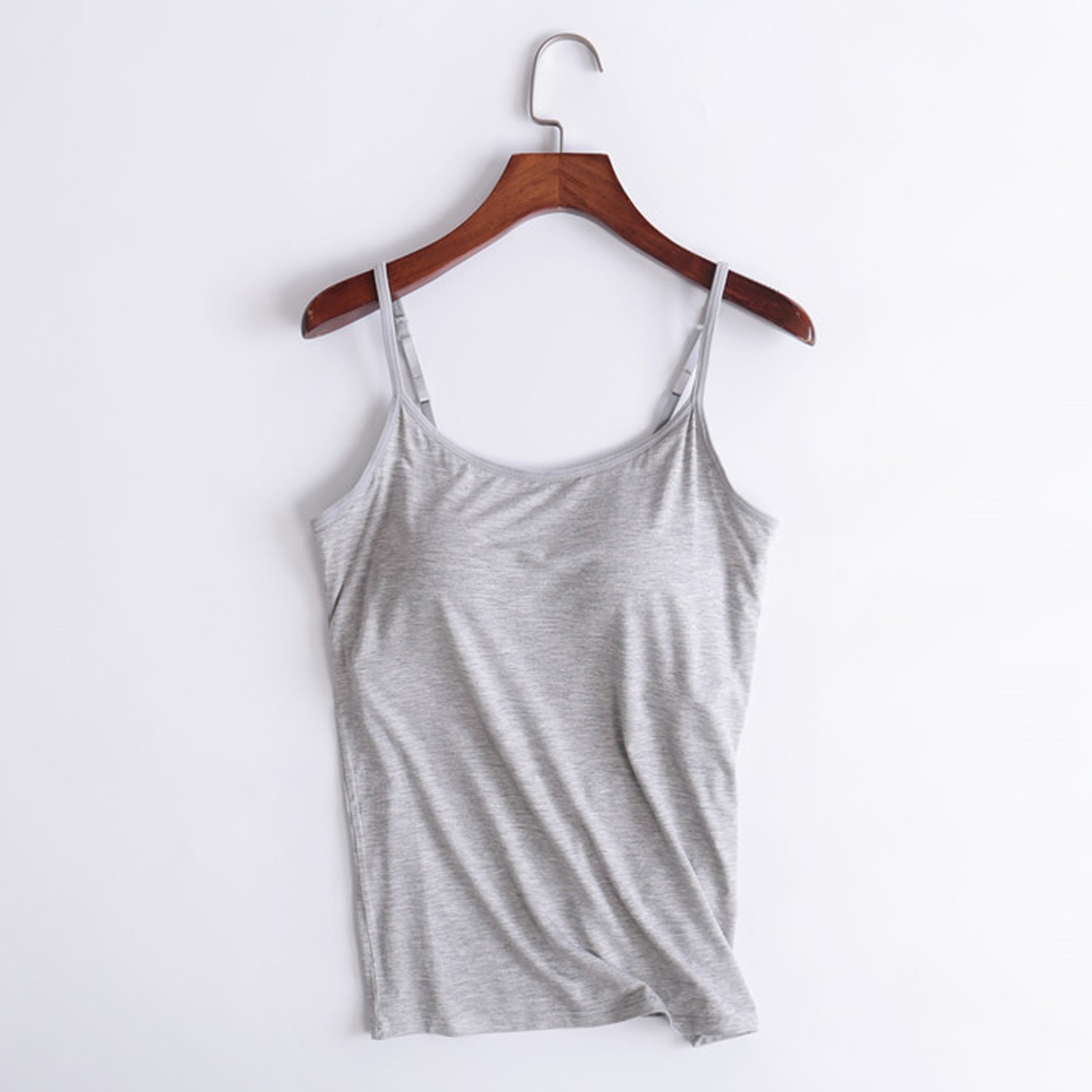 thumbnail image 2 of Camiseta sin mangas con tirantes y cojín en el pecho - Sin anillas de acero, diseño elástico acanalado para uso informal/deportivo - S-XXL, 2 of 4